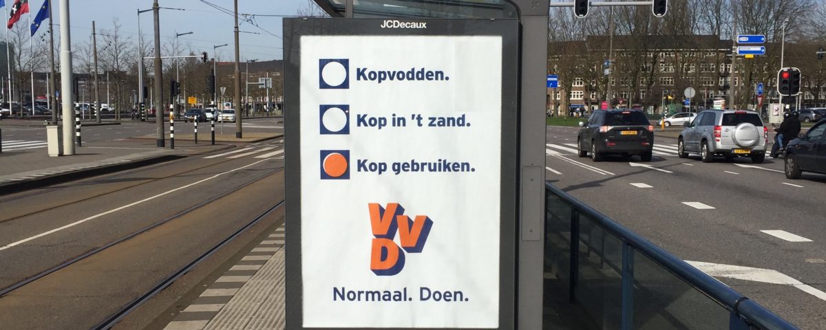 VVD, marketingcampagne, verkiezing, D66, Rutte, optimist